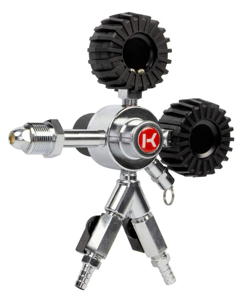 Premium Commercial Grade Dual Gauge Nitrogen Kegerator Regulator for Two-Product Output with Pro Grade Multi-Stage Pressure Control