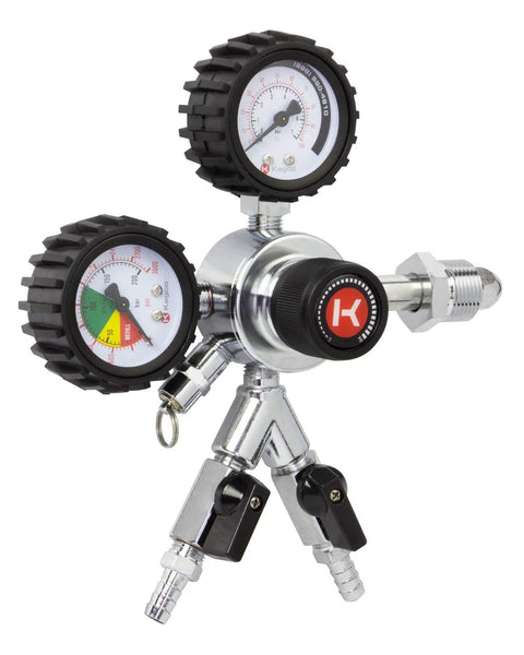 Premium Commercial Grade Dual Gauge Nitrogen Kegerator Regulator For Two-Product Output With Pro Grade Multi-Stage Pressure Control