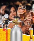 Dual Gauge Nitrogen Regulator CGA580 For Draft Beer Systems With 0 To 100 PSI Delivery Pressure in a lively bar setting