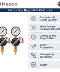 Dual Gauge Secondary Regulator for Two Kegs Dispensing From One CO2 Tank By Kegco Black Finish Commercial Grade YH76S2 features and benefits