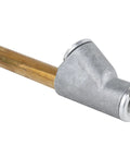 Side view of rugged dual head straight air chuck tire gauge with 1/4 inch FNPT threads for accurate pressure readings up to 150 PSI.