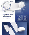 Six Pack LED Emergency Lights For Business With Backup Battery And 90 Minute Run Time, Wall Mount, Hard Wired, 120 To 277V, Fire Rated 94V-0 UL Listed, Ideal Commercial Office Safety Lighting Sunco with adjustable dual head design.