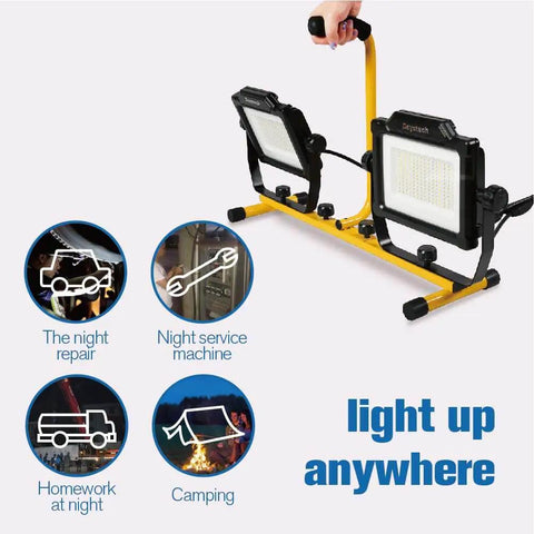 Beast Bright Dual Head LED Work Light With Tripod Stand, 180W 20000 Lumens, IP65 Waterproof, adjustable heads for various tasks