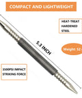 Two-Piece Dual Head Nail Setter with 3/32 and 1/8 inch heads delivers precise flush countersinking in finish carpentry; compact hammerless design with 3500 PSI spring-loaded operation fits tight spaces for trim, molding, and fast, clean nail setting; heat-treated hardened steel with 5.3-inch length and 52g weight