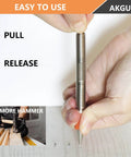 Two Piece Dual Head Nail Setter Kit With Hardened Steel Tips for wood joinery, shown in hand demonstrating use without hammer.