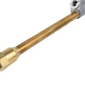 Rugged dual head straight air chuck tire gauge with 1/4 inch FNPT threads delivers fast, accurate pressure readings up to 150 PSI.