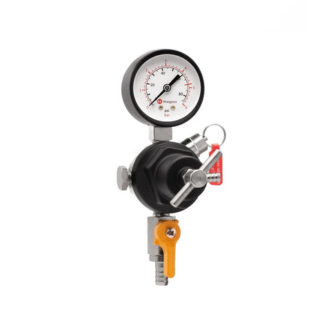 Commercial Grade Secondary Regulator With Single Gauge For Two Kegs, Black Finish, Heavy Duty CO2 Beer Regulator From Kegco