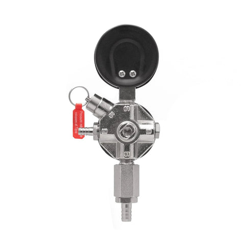 Commercial Grade Secondary Regulator With Single Gauge For Two Kegs, Black Finish, Heavy Duty CO2 Beer Regulator For Dual Keg Systems