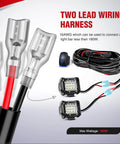 Dual Output LED Light Bar Wiring Harness Kit For 12V Systems with connectors, power relay, and 12-ft extendable harness