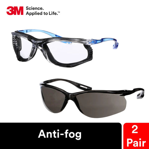 Virtua CCS Clear And Virtua Sport CCS Gray Safety Glasses Set With Foam Gasket, anti-fog design, 2-pack display