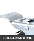 Close-up of dual locking brake on 4 Pack 5 Inch Scaffolding Rubber Swivel Caster Wheels With Dual Locking Heavy Duty Casters