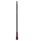 Front view of 12 Inch Dual Lock Extension Bit Holder For Impact Drivers And Drills With One Quarter Inch Hex Shank Quick Release Lock.