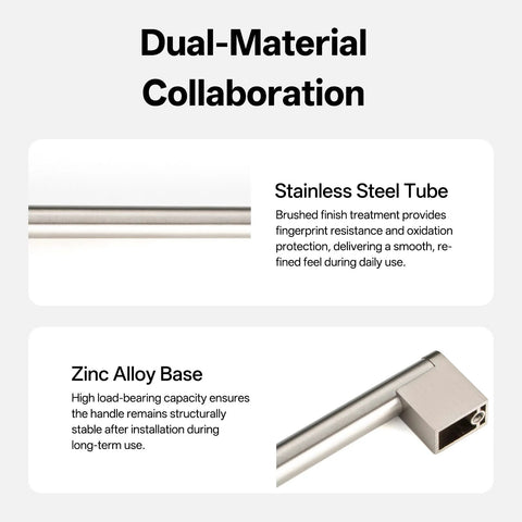 Stainless steel tube with zinc alloy base from 20 Pack Long Cabinet Handles For Cabinets And Drawers With 13 Inch Center To Center Spacing And 13 Inch Overall Length Sleek Low Profile Hardware For Kitchen Wardrobe And Pantry Renovations.