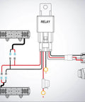 Diagram showing Dual Output LED Light Bar Wiring Harness Kit For 12V Systems On Off Power Relay 5 Pin Rocker Switch Blade Fuse Protection