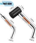 Dual Pin Trailer Hitch Lock With Anti Theft Design For One Quarter Inch Two Inch And Two And A Half Inch Receivers Featuring One Half Inch And Five Eighths Inch Diameter Pins With Three Inch And Three And A Half Inch Reach Fits Class I Through V Hitch, showing dimensions of pins.