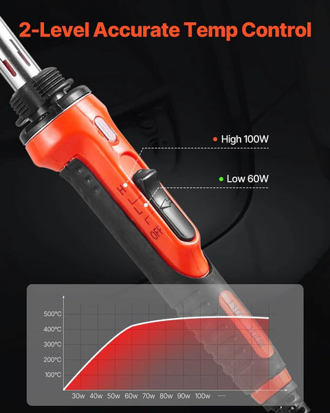 Dual Power Plastic Welder Kit With 60W And 100W Soldering Iron showcasing temperature control and power level switch