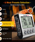 Dual Probe Digital Cooking Meat Thermometer Large LCD Backlight Food Grill Thermometer with Timer Mode for Smoker Kitchen Oven BBQ, Silver with USDA presets