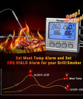 Dual Probe Digital Cooking Meat Thermometer Large LCD Backlight Food Grill Thermometer with Timer Mode for Smoker Kitchen Oven BBQ, Silver (Previously ThermoPro) showing temperature reading on grill