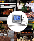 Dual Probe Digital Cooking Meat Thermometer Large LCD Backlight Food Grill Thermometer with Timer Mode for Smoker Kitchen Oven BBQ, Silver in use with oven, grill, BBQ, and smoker