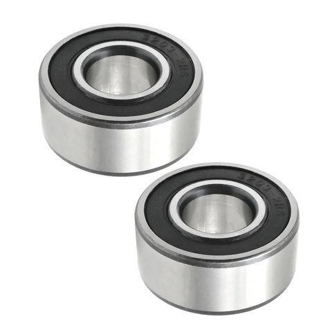 Dual-Seal Angular Contact Ball Bearing 3203 2RS Chrome Steel, 2 Pack, seals both sides, shown in close-up view on white
