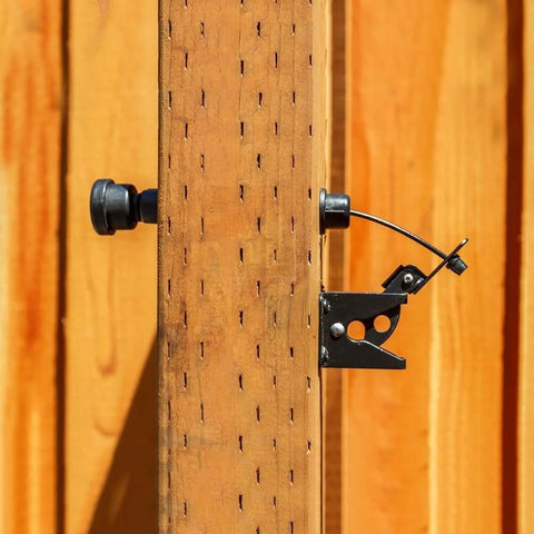 Gate Latch Complete Outdoor gate Latch for Wooden Gates operates from/on Both Sides of Fence Patented Dual Sided Operation side view