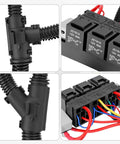 Dual Speed Electric Fan Control Wiring Harness Kit With Relay For GM Trucks And SUVs 1999 To 2007 shown with connectors