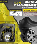 Detailed measurements for Dual Spinner Luggage Wheels Replacement Kit for Suitcase with Left and Right Silver Casters.