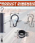 Product dimension of Heavy Duty Dual Tender Spring Kit With Trailer Hose Holder for semi truck air lines in inches.
