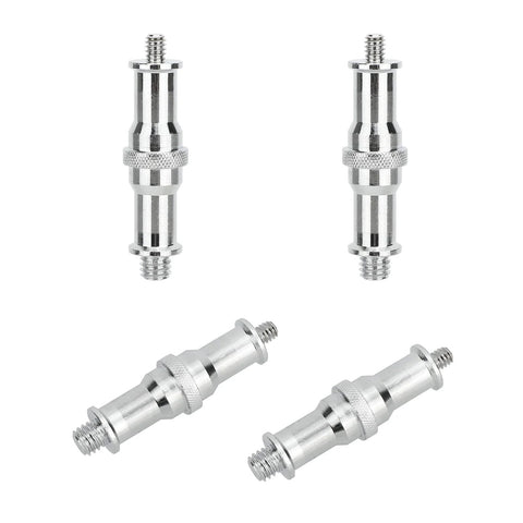 1/4 Inch To 3/8 Inch Male Thread Converter Adapter Spigot Set For Studio Lighting Accessories 4 Pack metal adapters displayed