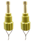 2-Pack 40mm 5/8-11 Threaded Stud Adapters With Plumb Bob Hook For Total Station, yellow adapters with metal threads visible