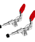 Dual Toggle Clamp 100 Lb Quick Release Push Pull Clamp For Woodworking Jigs with red handles and zinc-plated metal, 2-pack