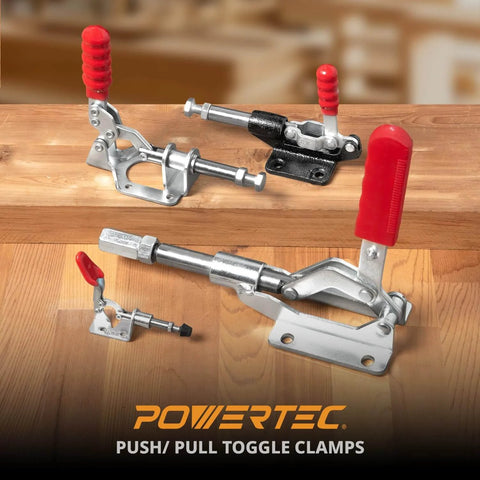 Dual Toggle Clamp 100 Lb Quick Release Push Pull Clamp For Woodworking Jigs on woodwork bench