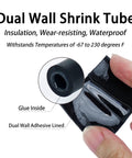 Close-up of dual-wall adhesive-lined heat shrink tubing, highlighting glue, part of Heat Shrink Tubing Kit With Adhesive Lined 3 To 1 Shrink Ratio For Marine Grade Industrial Use 240 Piece Set With Sizes From 3.2mm To 19.1mm Great For Wiring Rebuilds And DIY Electronics Projects