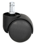 Close-up of Dual Wheel Hooded Casters With Grip Ring Type B Stem One Point Five Inch Hard Nylon Wheels Matte Black Finish