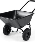 Dual Wheel Wheelbarrow 330 LB Utility Garden Cart with 10 Inch Pneumatic Tires, black lightweight garden wheelbarrow for yard use