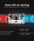 Powerful 6 Inch Inline Duct Fan 240 CFM installation showing airflow with red and blue arrows for HVAC ventilation by VIVOSUN.