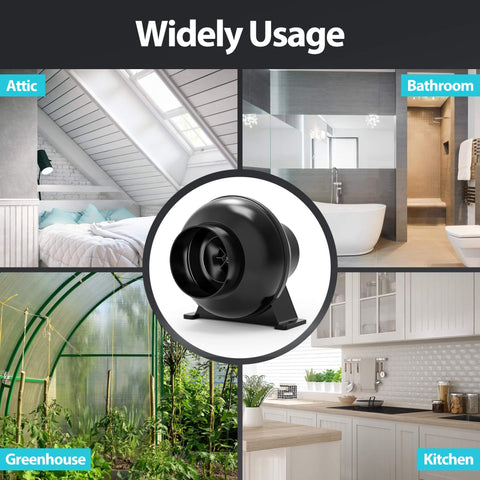 Powerful 4 Inch Inline Duct Ventilation Fan With 195 CFM And Variable Speed Controller For Hydroponics Grow Tent Toolazy