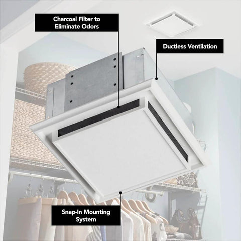 Duct Free Ventilation Fan For Odor And Humidity Control White Square Ceiling Or Wall Exhaust Fan With Plastic Grille