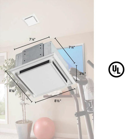Duct Free Ventilation Fan For Odor And Humidity Control White Square Ceiling Or Wall Exhaust Fan With Plastic Grille Installed