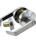Dull Chrome Lever Privacy Lockset With Inside Push Button Lock and Emergency Release for Bedroom and Bathroom Interior Doors.