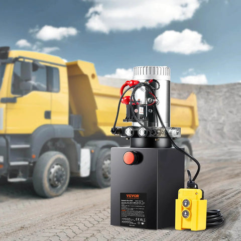 8 Quart Hydraulic Power Unit, Double Acting Dump Trailer Pump, 0.91 GPM Flow Rate, 3200 PSI Max Relief Pressure, DC 12V