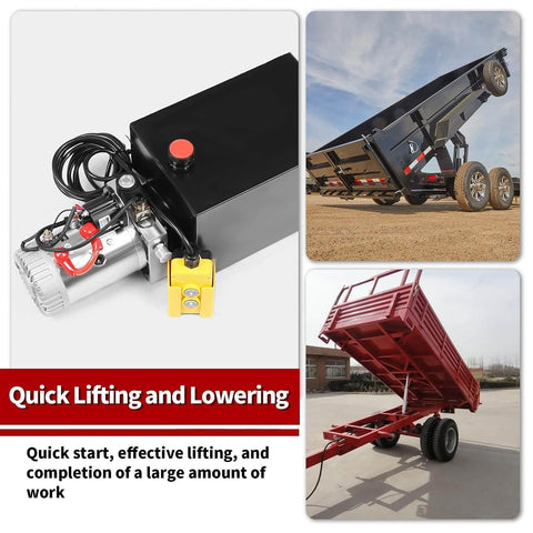 12V DC Hydraulic Dump Trailer Pump Workhorse With 15 Foot Remote 10 Quart Tank Double Acting Lift And Lower System For Dump Trucks And Trailers 3200 PSI Port A And 1500 PSI Port B Relief