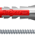 Killer Universal Plug Set With Intelligent TwoComponent Technology For Fastenings In Concrete Bricks Drywall And Chipboard Comes With Fifty Plugs And Fifty Screws One Quarter Inch By Three Sixteenth Inch Six By Thirty Millimeter DuoPower Fischer shown with plug and screw.