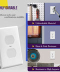Duplex Wall Plate Kit For Electrical Outlets 1 Gang 4.5 Inches By 2.76 Inches White Unbreakable Polycarbonate showing durability features