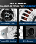 Premium 136 Amp 12V Alternator Replacement for 2003 to 2006 Ram 1500 2500 3500 V8 5.7L and 2004 Durango features