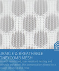 Close-up of durable honeycomb mesh material used in Three Pack Durable Honeycomb Mesh Laundry Bags For Delicates 12 By 16 Inches With Auto Lock Zippers Heavy Duty Construction Protect Lingerie And Delicate Fabrics In Machine Wash And Dry Ensuring Even Drying And Prolonged Garment Care