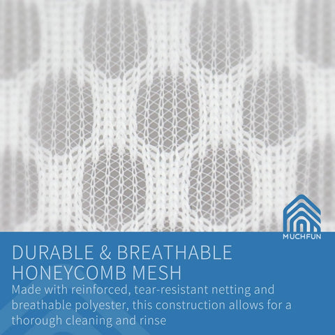Close-up of durable honeycomb mesh material used in Three Pack Durable Honeycomb Mesh Laundry Bags For Delicates 12 By 16 Inches With Auto Lock Zippers Heavy Duty Construction Protect Lingerie And Delicate Fabrics In Machine Wash And Dry Ensuring Even Drying And Prolonged Garment Care