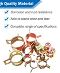 Durable 70 piece hose clamp assortment in 6 9 10 11 12 14 16 mm ranges made from 65Mn spring steel, detailed view