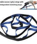 78 inch stretch strap with 8 loops for Foam Roller Set For Full Body Recovery And Mobility, used in yoga stretching exercises.