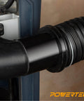 Screw End Quick Coupler For Two And A Half Inch Hose With Left Hand Threaded Adapter connected to shop vac system